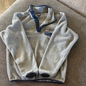 Boys Gray Quarter-snap Fleece with Navy Accents